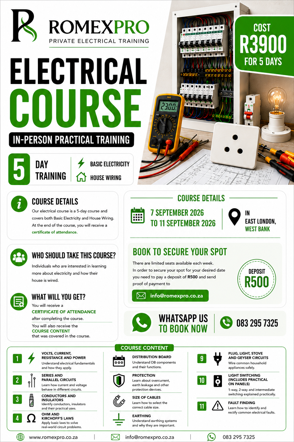 Basic Electrical Practical 5 Day Face-To-Face Course