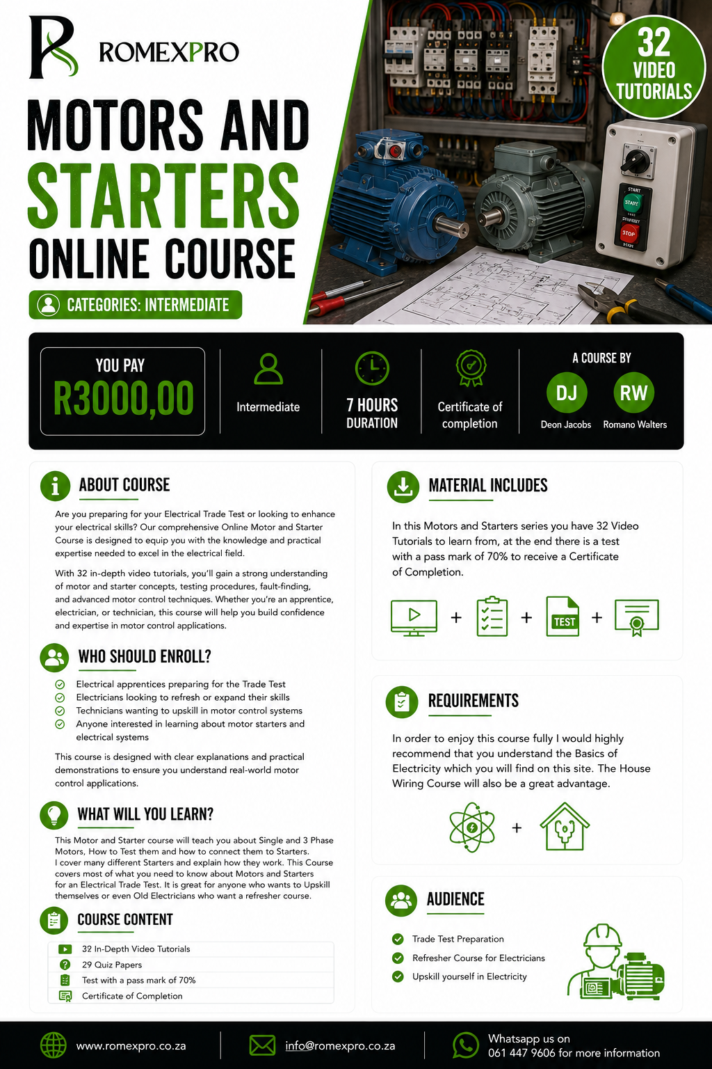 Motors and Starters Online Course by RomexPro - Intermediate Level