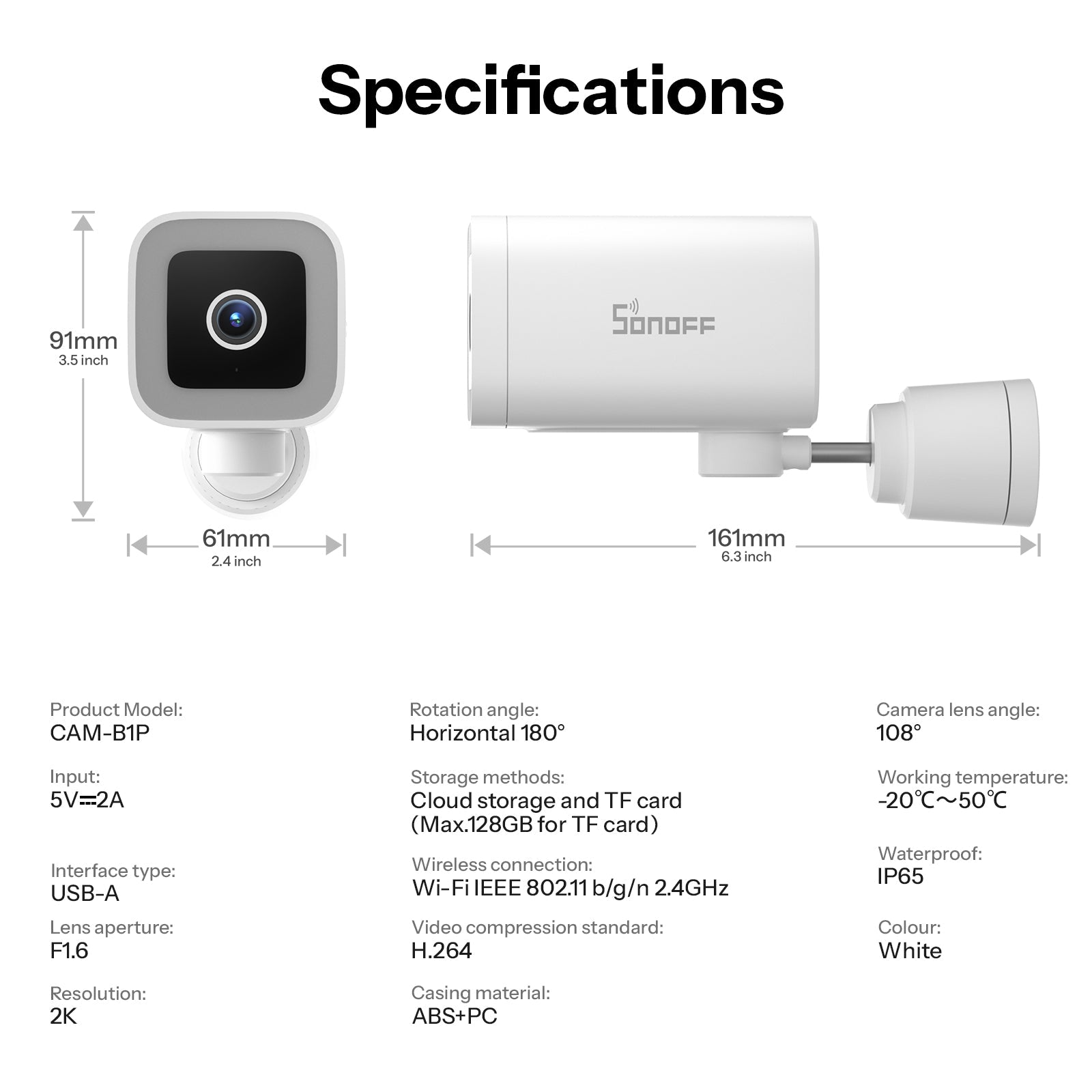 Sonoff Outdoor Smart Security Camera CAM-B1P