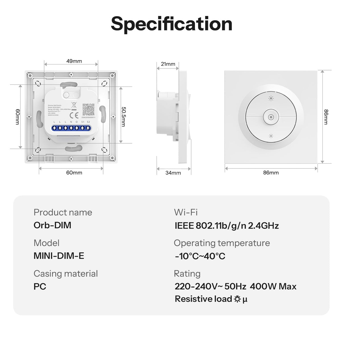 Sonoff Mini-DIM Matter WiFi Dimmer Switch