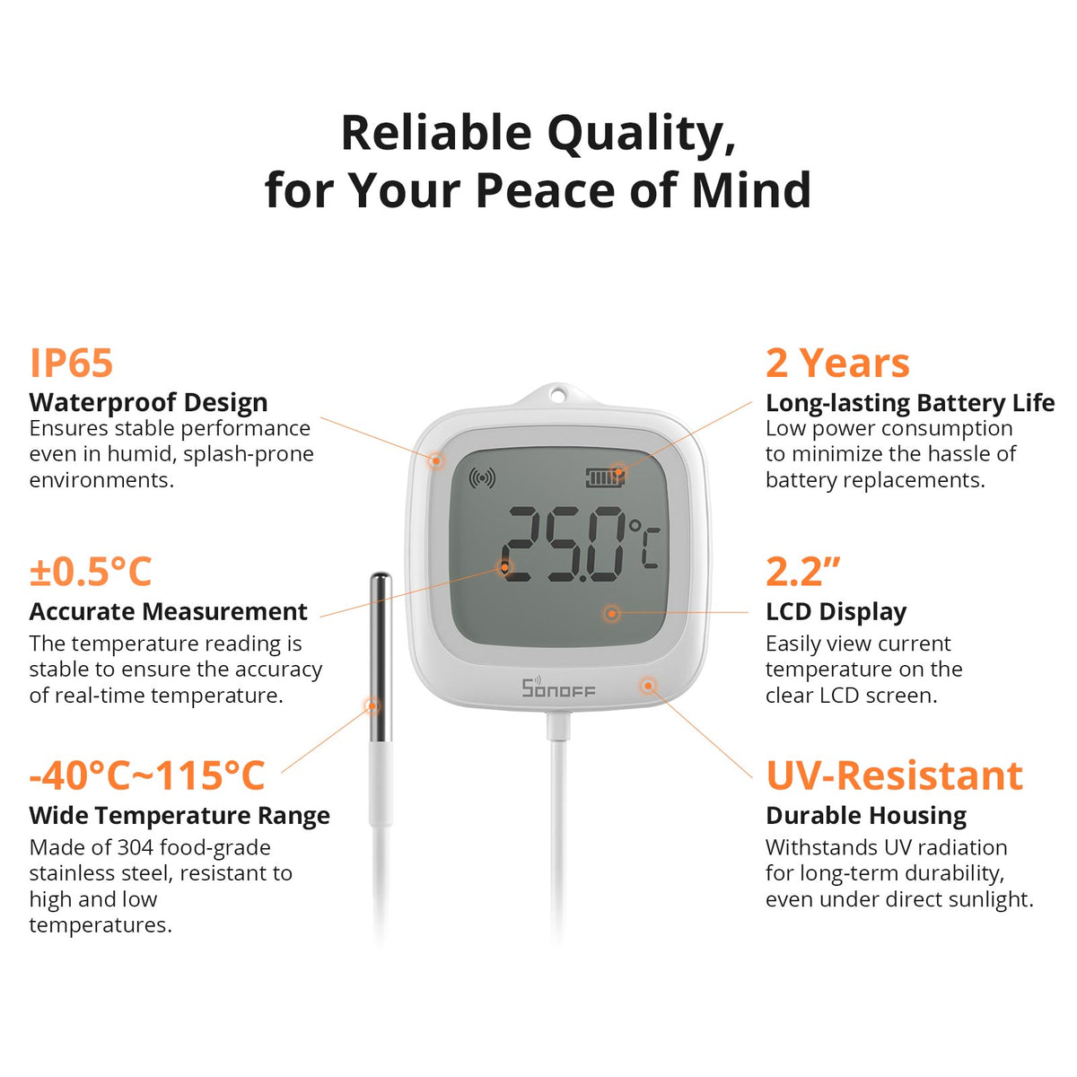 Sonoff SNZB-02LD Zigbee LCD Thermometer with External Probe