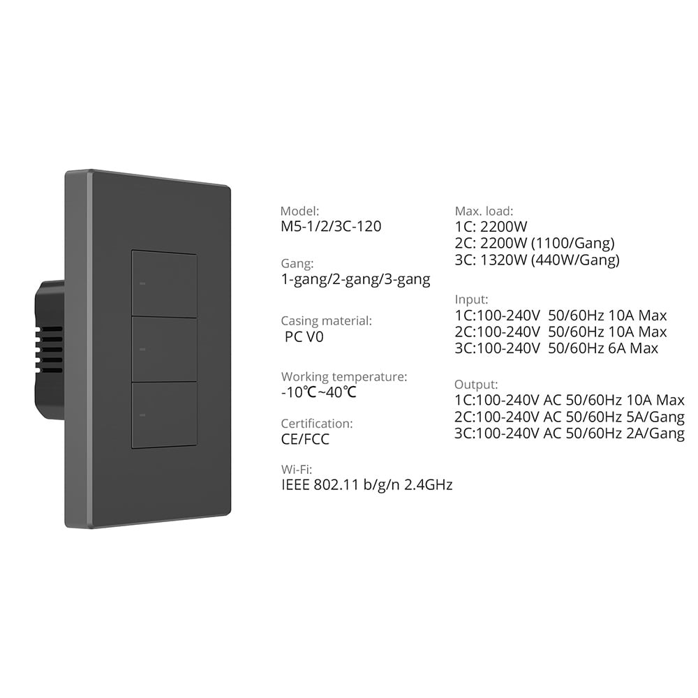 Sonoff M5 Smart WiFi Light Switch 3CH